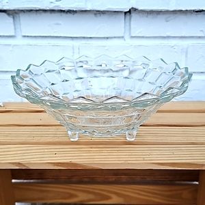 Whitehall Clear By Indiana Glass Co Footed Bowl 10" wide Vintage